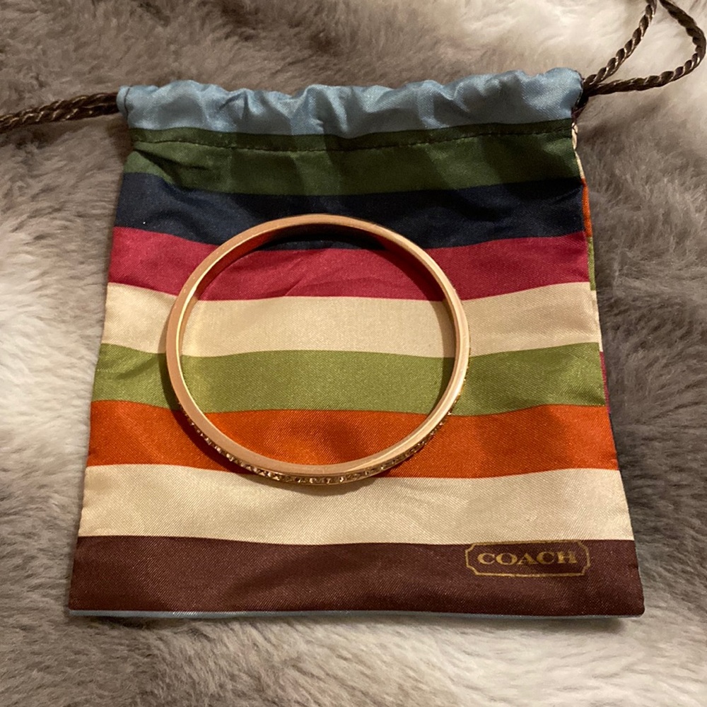 Coach rose gold bangle with coach satchel dust bag